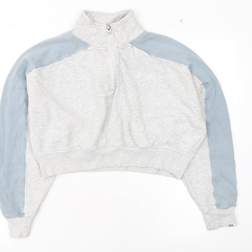Lonsdale Women’s Grey Blue 1/4 Zip Sweatshirt UK 14