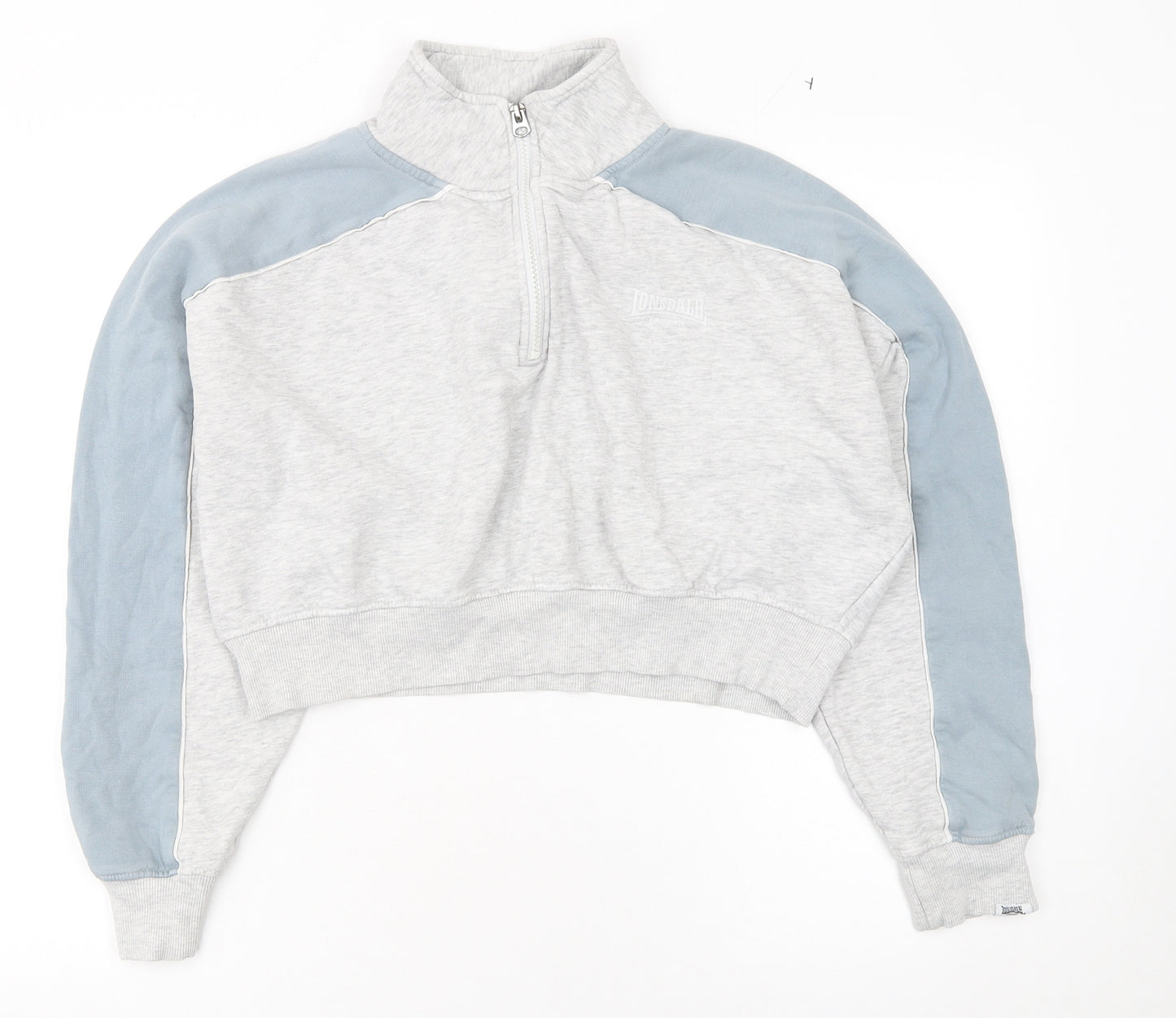Lonsdale Women’s Grey Blue 1/4 Zip Sweatshirt UK 14