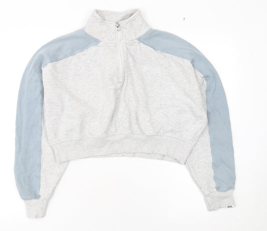 Lonsdale Women’s Grey Blue 1/4 Zip Sweatshirt UK 14