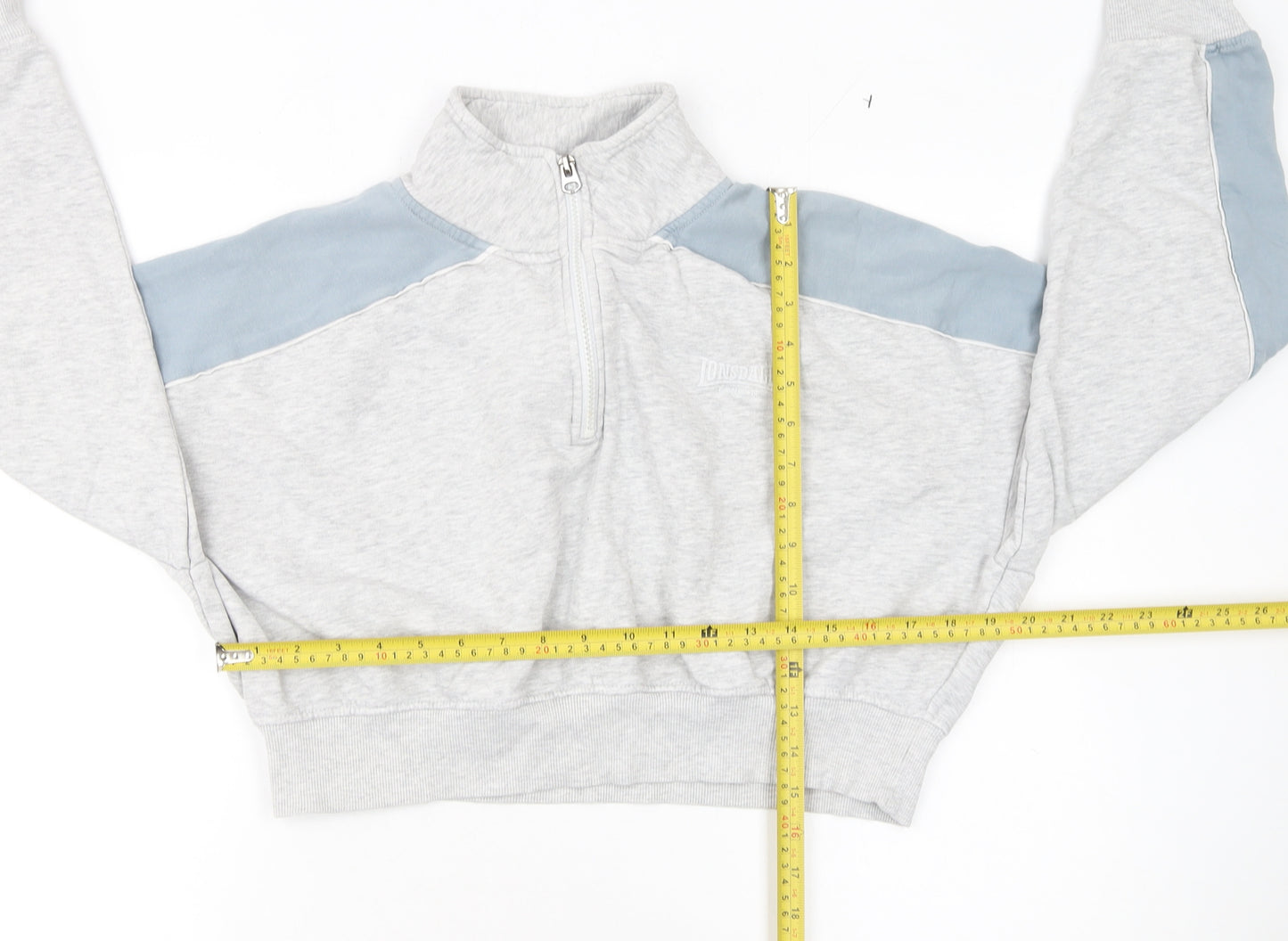 Lonsdale Women’s Grey Blue 1/4 Zip Sweatshirt UK 14
