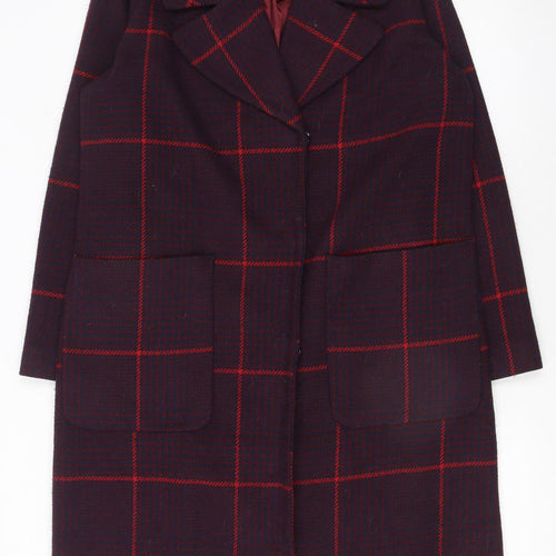 Principles by Ben de Lisi Women's Purple Check Wool Blend Overcoat Size 14