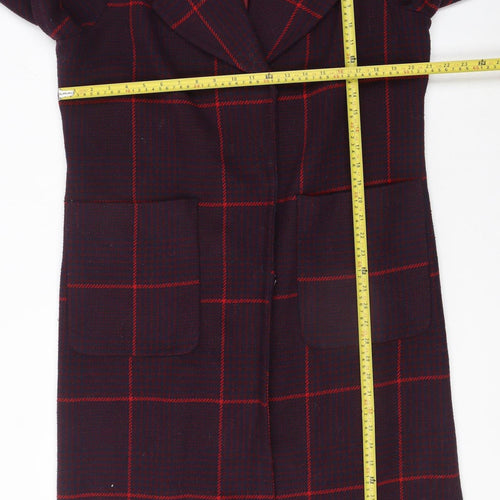 Principles by Ben de Lisi Women's Purple Check Wool Blend Overcoat Size 14