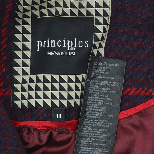 Principles by Ben de Lisi Women's Purple Check Wool Blend Overcoat Size 14