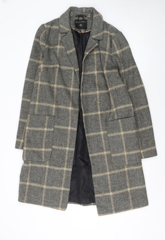 Dorothy Perkins Women’s Beige Check Wool Blend Long Coat Size 12