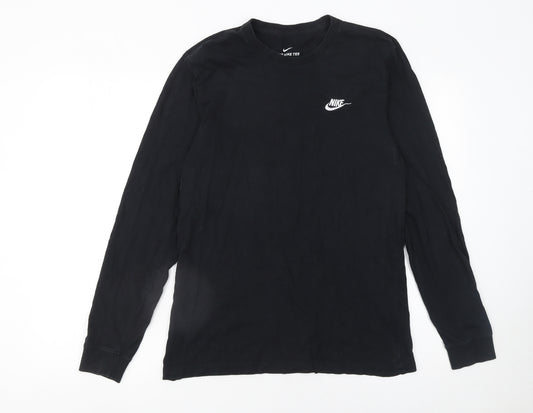 Nike Men's Black Long Sleeve Crew Neck Cotton T-Shirt Size S