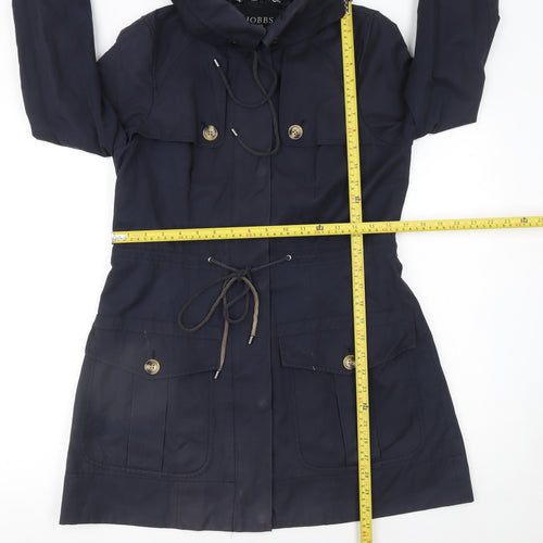 Hobbs London Navy Hooded Parka Jacket Women's Size 8 Drawstring Waist