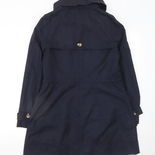 Hobbs London Navy Hooded Parka Jacket Women's Size 8 Drawstring Waist