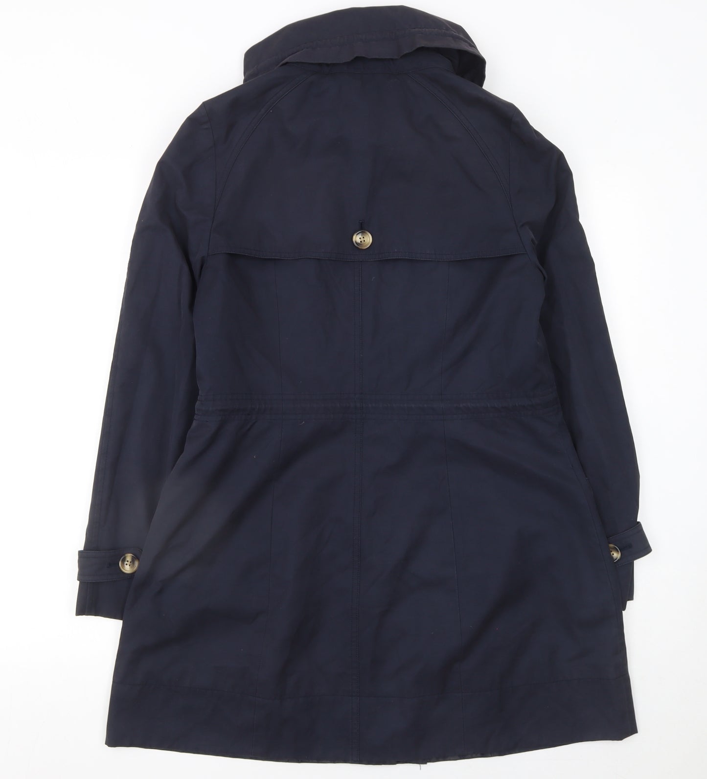 Hobbs London Navy Hooded Parka Jacket Women's Size 8 Drawstring Waist