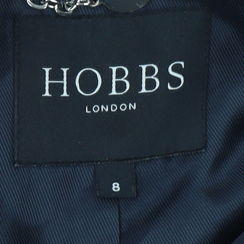 Hobbs London Navy Hooded Parka Jacket Women's Size 8 Drawstring Waist