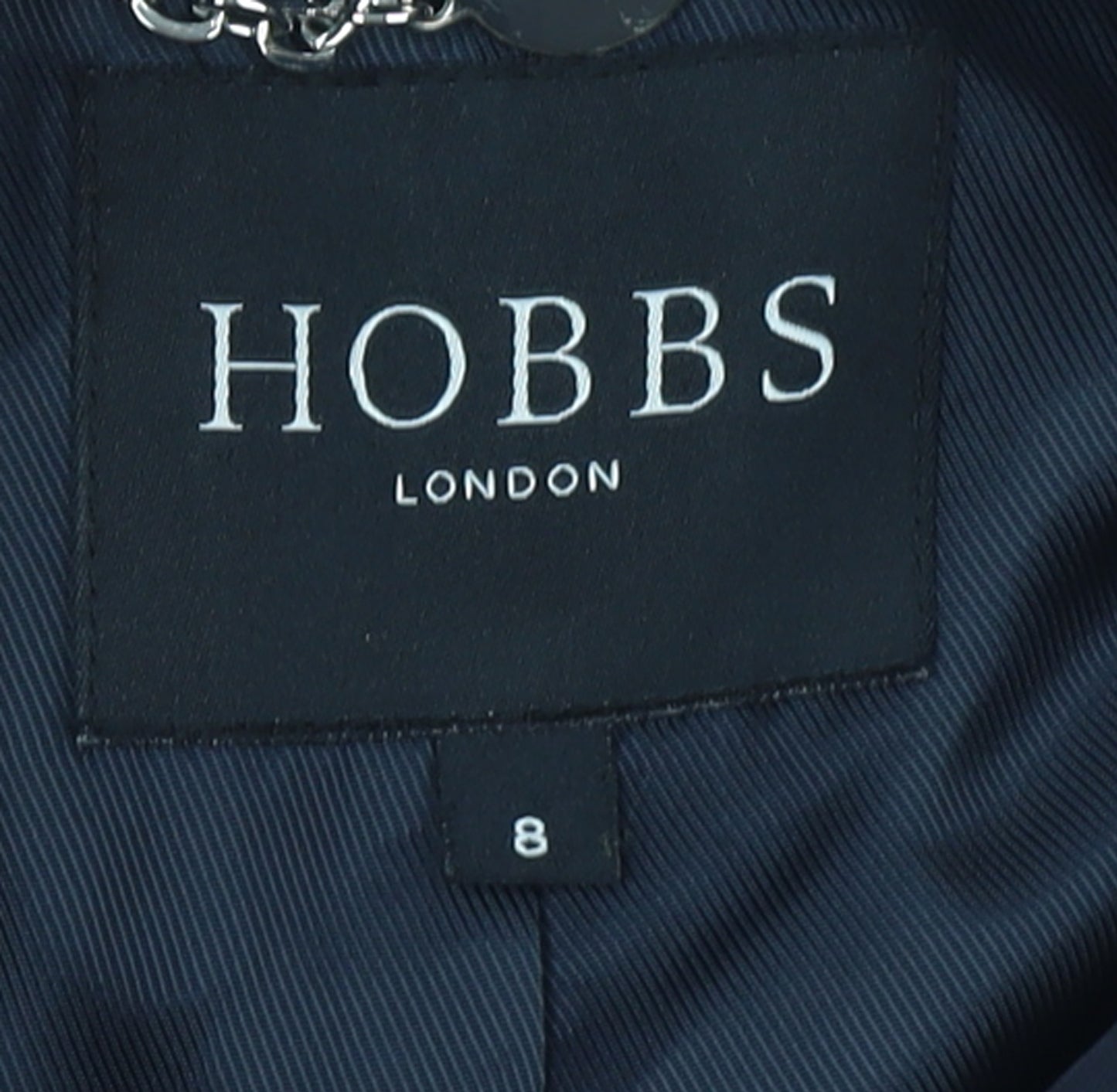 Hobbs London Navy Hooded Parka Jacket Women's Size 8 Drawstring Waist