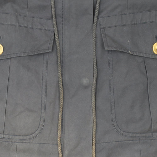 Hobbs London Navy Hooded Parka Jacket Women's Size 8 Drawstring Waist