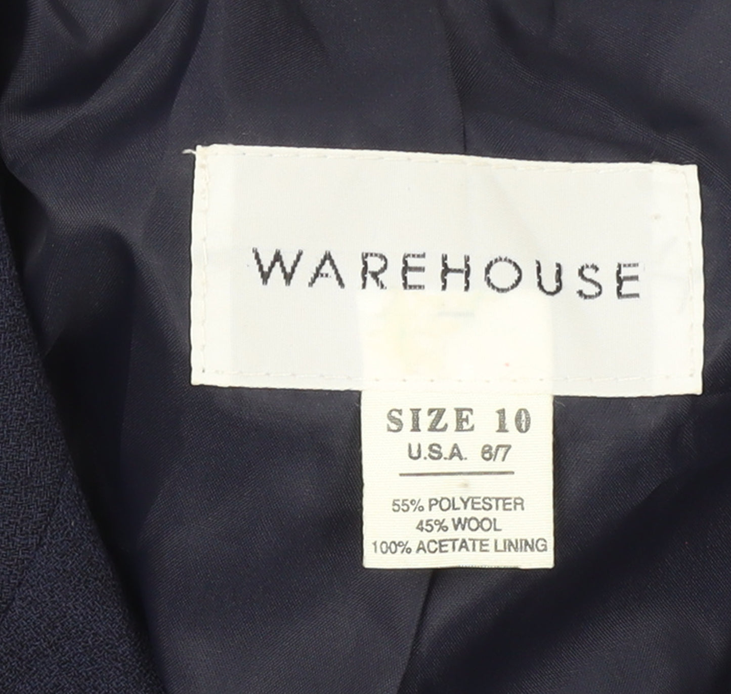 Warehouse Women Navy Wool Blend Belted Blazer UK 10