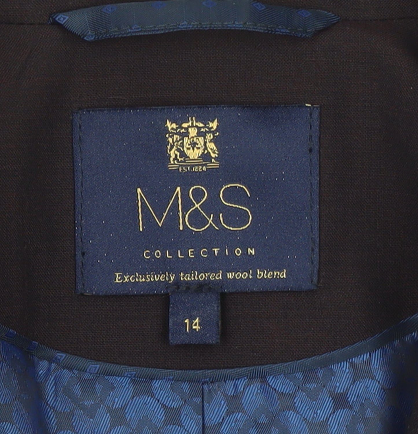 Marks and Spencer Women's Brown Wool Blend Tailored Blazer Size 14