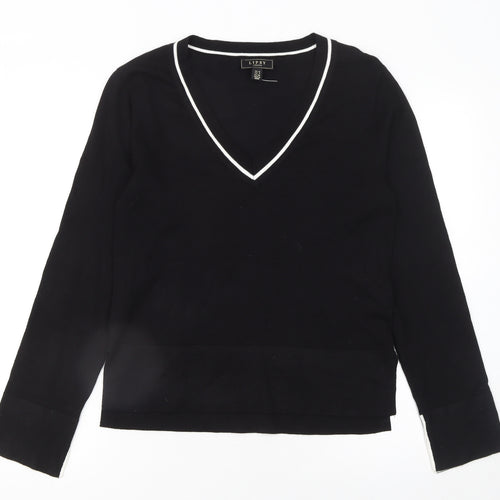 Lipsy Women’s Black V-Neck Long Sleeve Knit Jumper Size 10