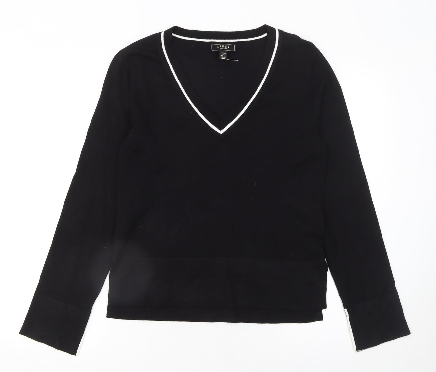 Lipsy Women’s Black V-Neck Long Sleeve Knit Jumper Size 10