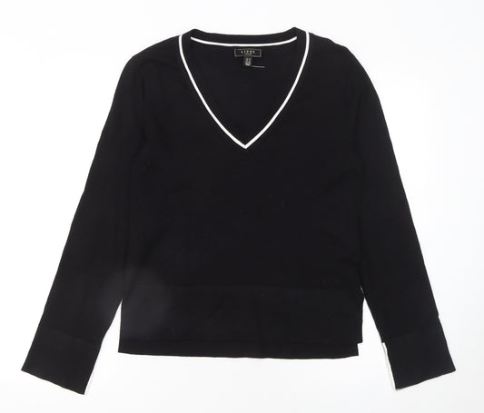 Lipsy Women’s Black V-Neck Long Sleeve Knit Jumper Size 10