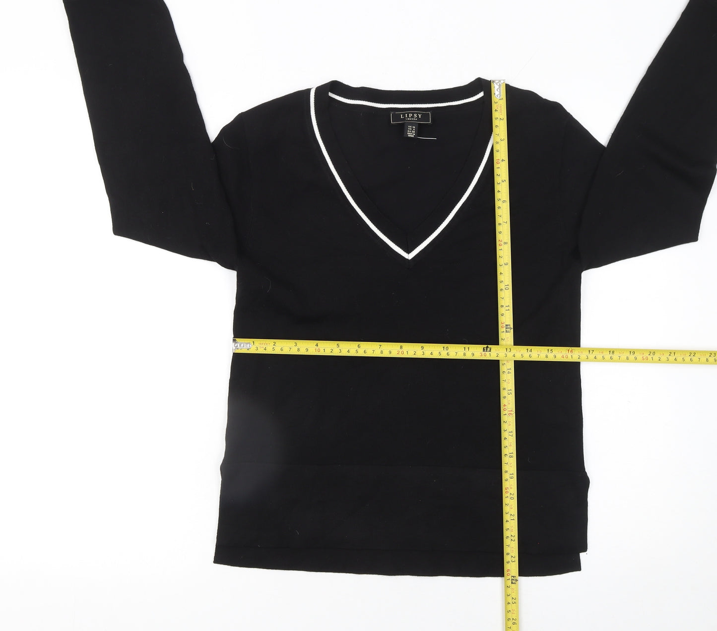 Lipsy Women’s Black V-Neck Long Sleeve Knit Jumper Size 10