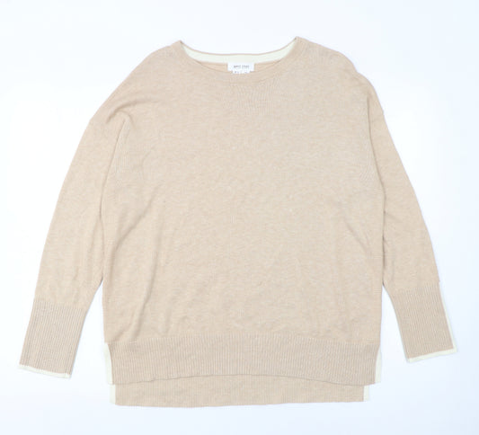 White Stuff Women’s Beige Cotton Modal Crew Neck Jumper Size 16