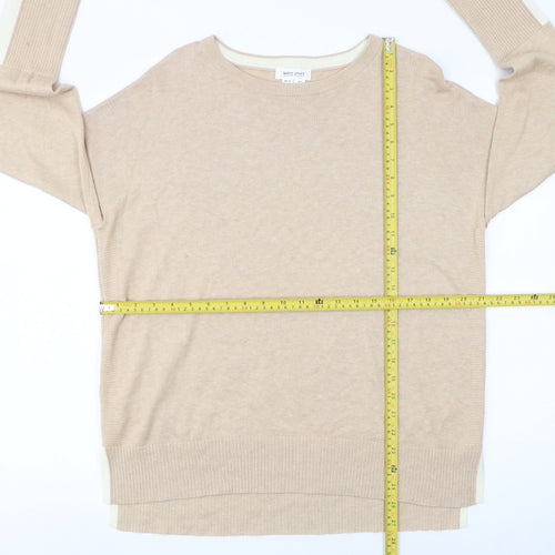 White Stuff Women’s Beige Cotton Modal Crew Neck Jumper Size 16