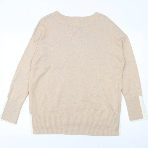 White Stuff Women’s Beige Cotton Modal Crew Neck Jumper Size 16