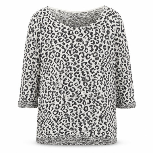 Front view of Marks & Spencer Women’s Grey Leopard Knit Jumper, size UK 12