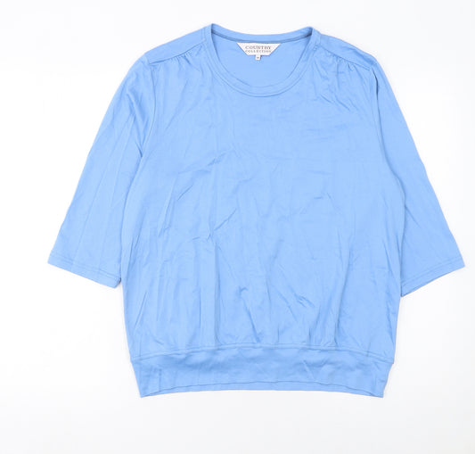 Country Collection Women's Blue Cotton Crew Neck T-Shirt Size 20