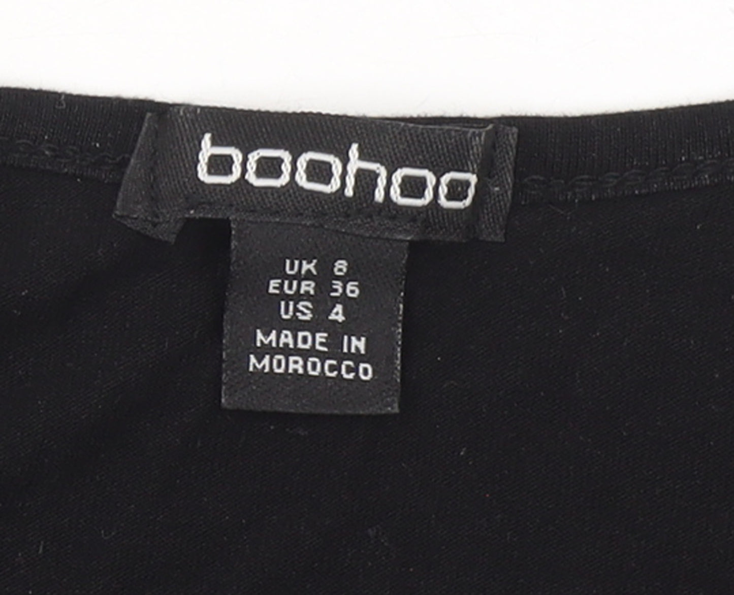 Boohoo Women Black Size 8 Wrap Dress Short Sleeve V-Neck