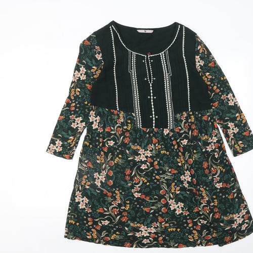 Tu Women’s Multicoloured Floral Shift Dress Size 10 Long Sleeve