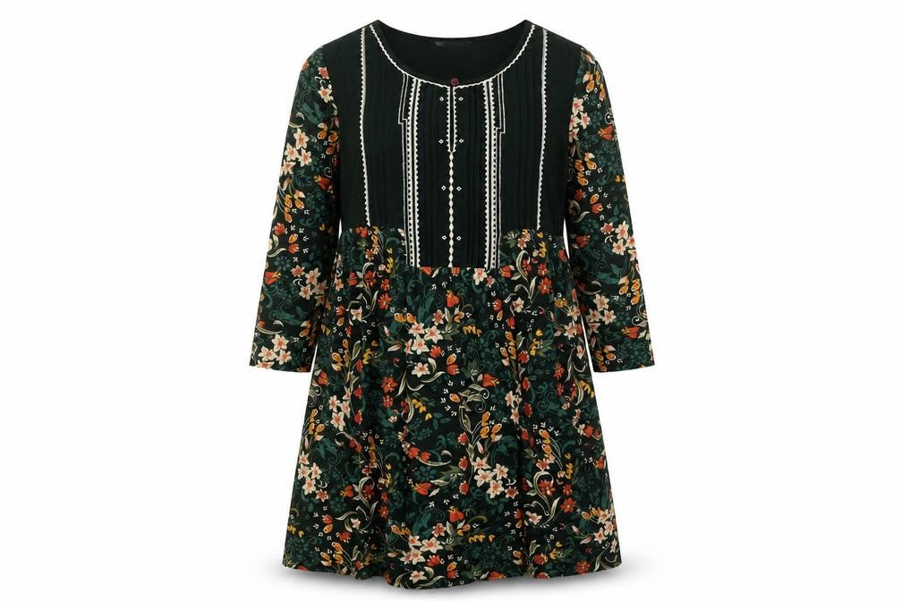 Tu Women’s Multicoloured Floral Shift Dress Size 10 Long Sleeve