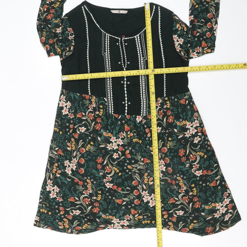 Tu Women’s Multicoloured Floral Shift Dress Size 10 Long Sleeve