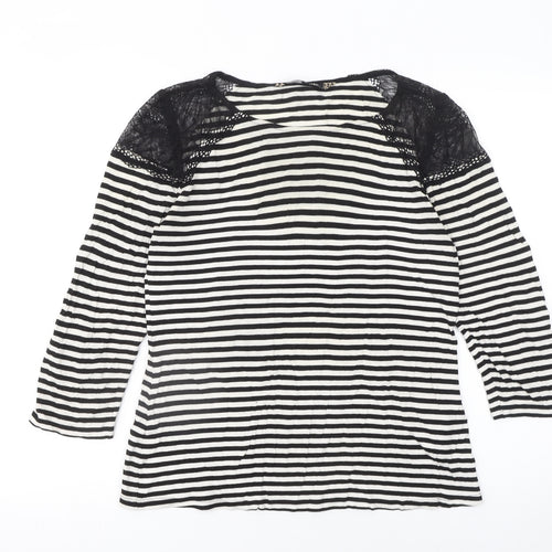 Principles by Ben de Lisi Women's Black Striped Lace Jersey Top Size 10