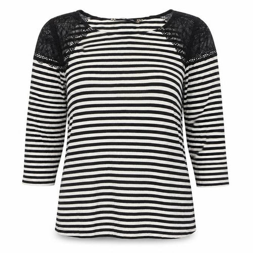 Principles by Ben de Lisi Women's Black Striped Lace Jersey Top Size 10