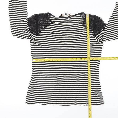 Principles by Ben de Lisi Women's Black Striped Lace Jersey Top Size 10