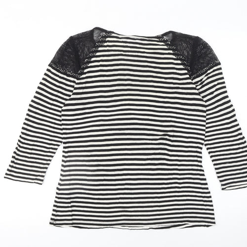 Principles by Ben de Lisi Women's Black Striped Lace Jersey Top Size 10
