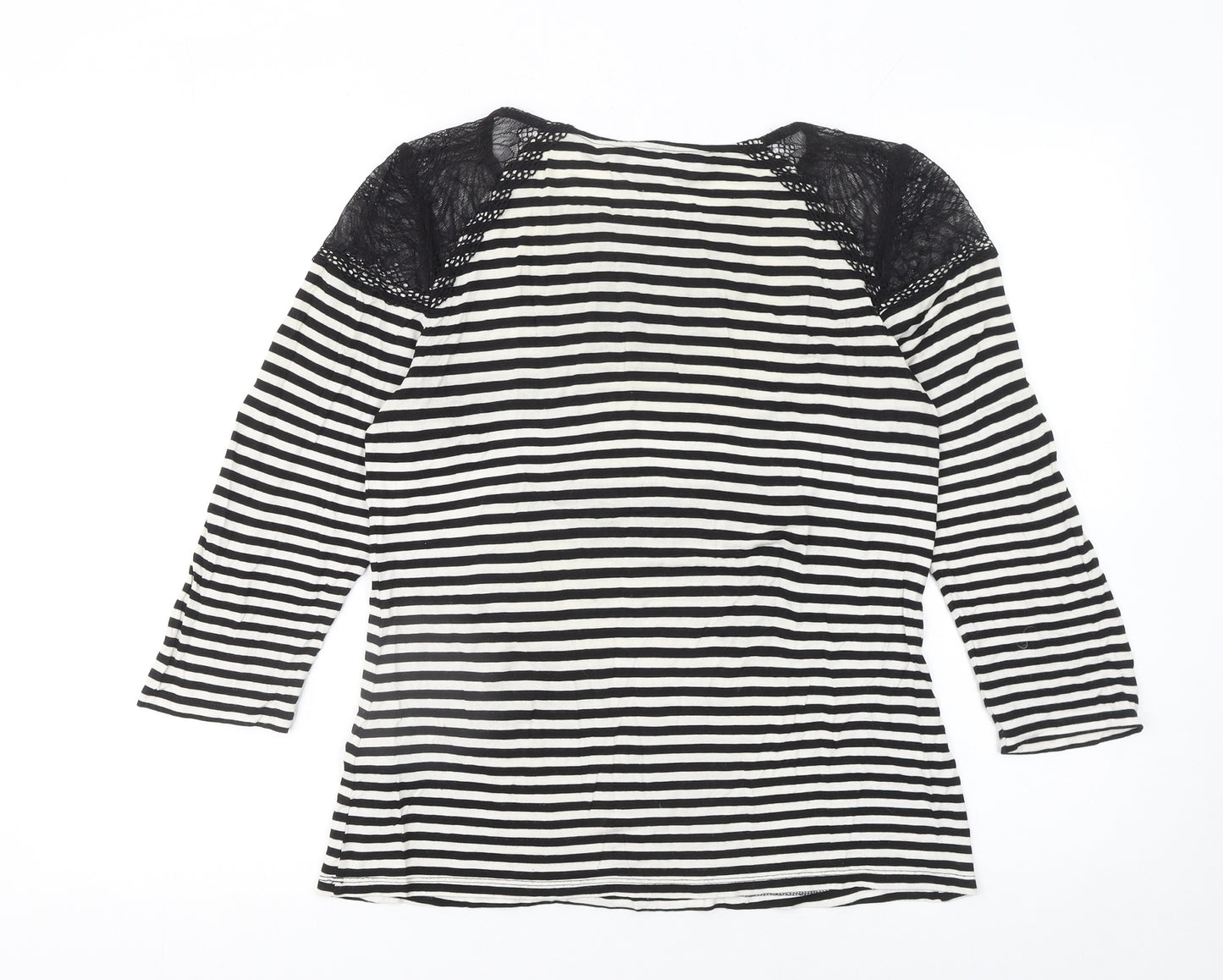 Principles by Ben de Lisi Women's Black Striped Lace Jersey Top Size 10