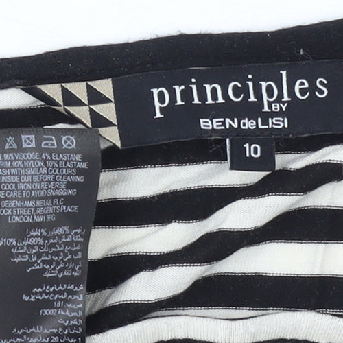 Principles by Ben de Lisi Women's Black Striped Lace Jersey Top Size 10