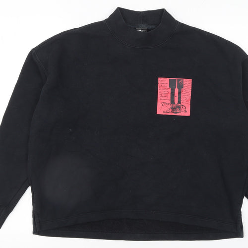 Uniqlo SPRZ NY Women Black Cotton Sweatshirt S Graphic Print
