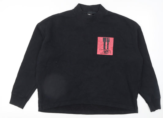 Uniqlo SPRZ NY Women Black Cotton Sweatshirt S Graphic Print