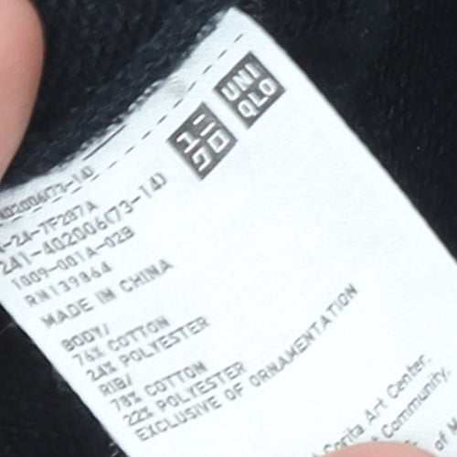 Uniqlo SPRZ NY Women Black Cotton Sweatshirt S Graphic Print
