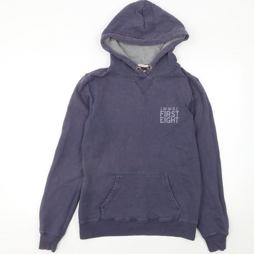 Jack Wills Womens Blue Size 12 Pullover Hoodie Cotton J.W.W.R.C. Print