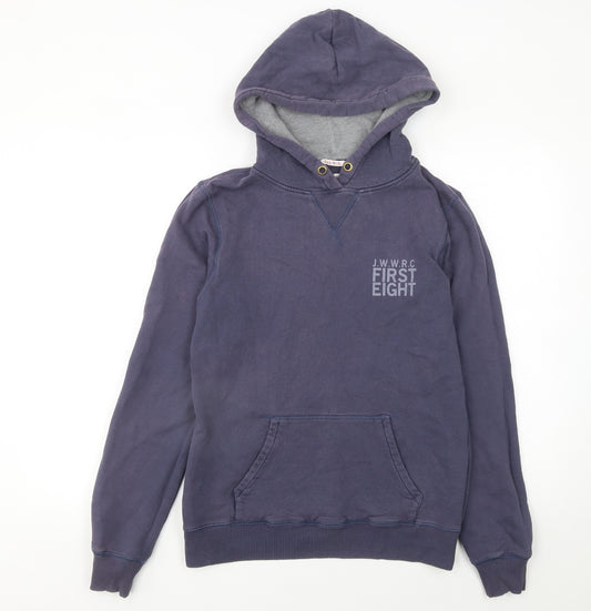 Jack Wills Womens Blue Size 12 Pullover Hoodie Cotton J.W.W.R.C. Print