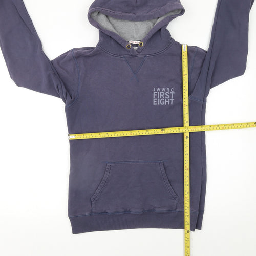 Jack Wills Womens Blue Size 12 Pullover Hoodie Cotton J.W.W.R.C. Print