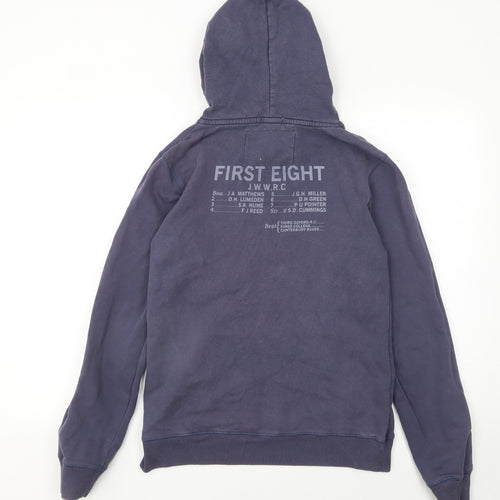 Jack Wills Womens Blue Size 12 Pullover Hoodie Cotton J.W.W.R.C. Print