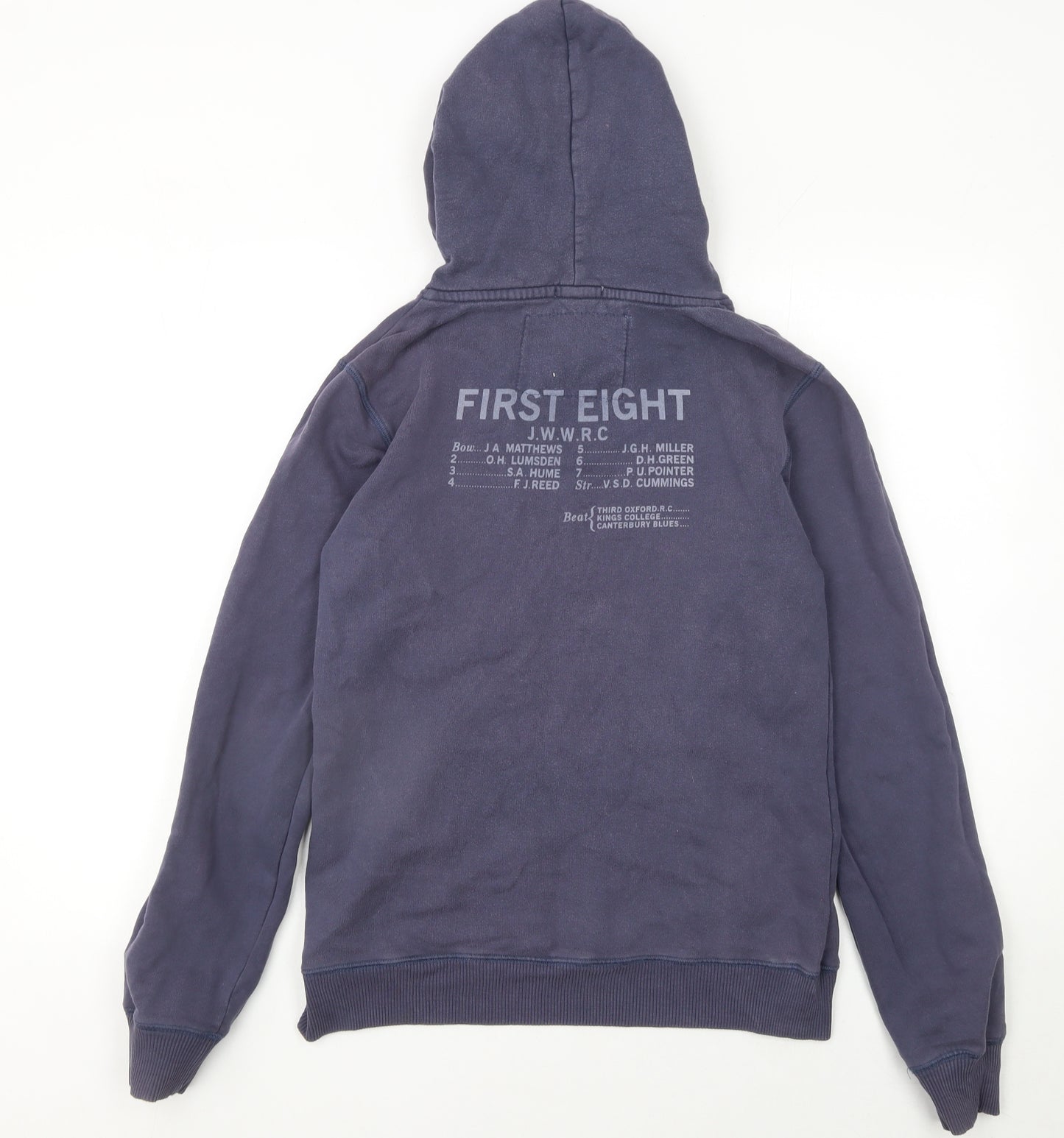Jack Wills Womens Blue Size 12 Pullover Hoodie Cotton J.W.W.R.C. Print