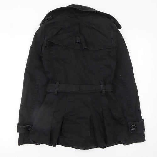 Yoga Women's Black L Trench Coat Belted Cotton Blend Classic Style