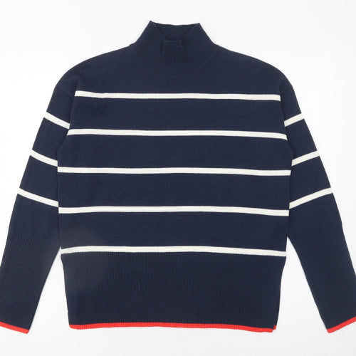 George Women’s Blue Striped Mock Neck Pullover Jumper XS
