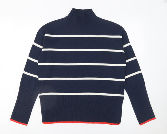George Women’s Blue Striped Mock Neck Pullover Jumper XS