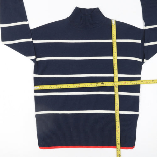 George Women’s Blue Striped Mock Neck Pullover Jumper XS