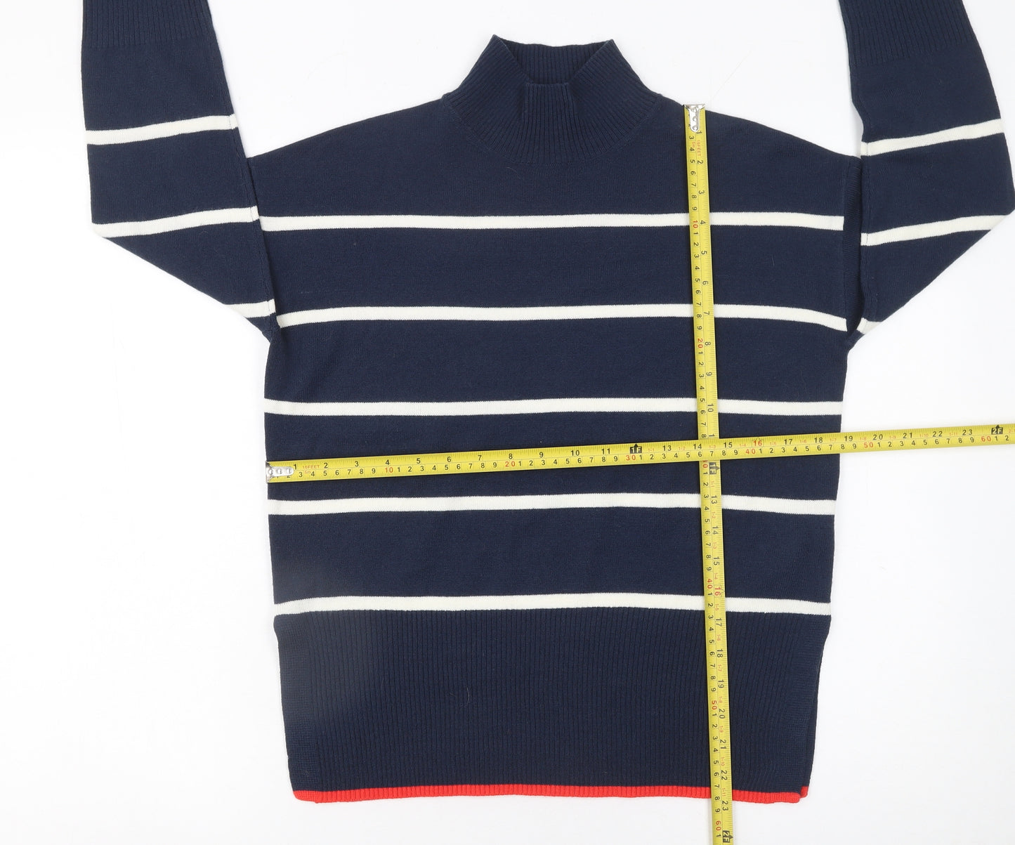 George Women’s Blue Striped Mock Neck Pullover Jumper XS