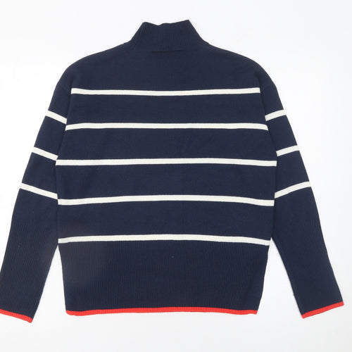 George Women’s Blue Striped Mock Neck Pullover Jumper XS